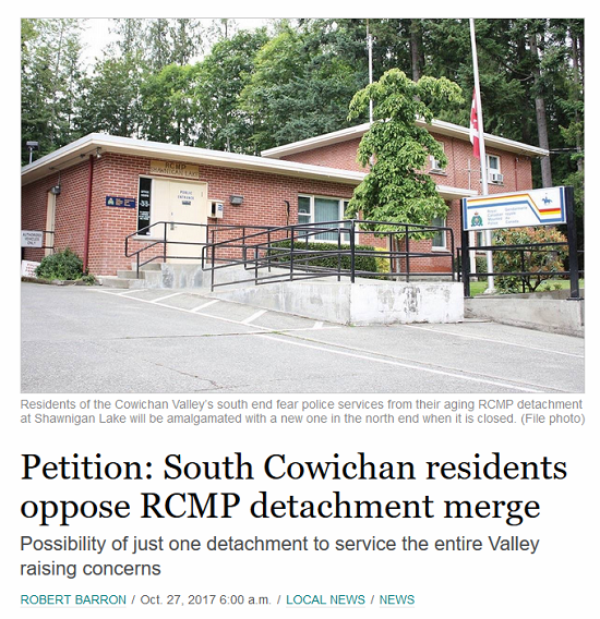 Save Shawnigan Lake RCMP Detachment from Merge